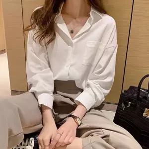 여성 긴 팔 블라우스 데일리 캐주얼 헨리넥 여성 루즈핏 블라우스 가을