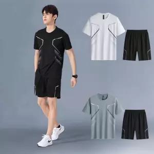남성 냉감 상하의 셋업세트 여름용 아이스쿨 반팔반바지 신축성 코디룩