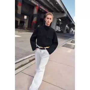 [정품] 자라 자켓 데일리 야상 아웃터 ZARA 하이넥 쇼트 재킷 - 네이비