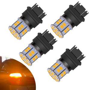 [미국배송] LEDYOTRY 3157 턴 시그널 라이트용 LED 전구 앰버 옐로우 초밝기 3156 3057 4157 4057 3157A 3457A 프론트 리어 깜빡이 전구 DRL 주차 브레이크 테일 라이트 4팩