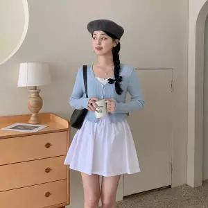 [하프클럽/]여성 브이넥 골지 슬림핏 크롭 가디건