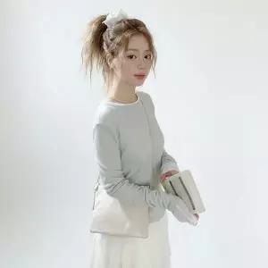 [하프클럽/]여성 레이어드 시스루 골지 긴팔 슬림 티셔츠 데일리룩