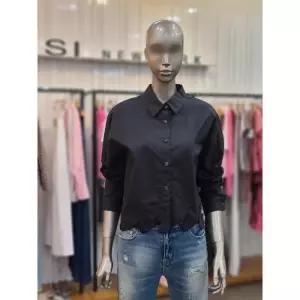 제시뉴욕 세이브존05 여성 밑단 로고자수 세미크롭 셔츠 BE35SZNSBC5520BK (49378006)