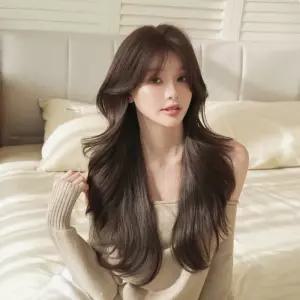 키라비 가발 여성 통가발 자연스러운 내추럴 레이어드 세미롱 C컬 데일리가발 67cm KPE0546