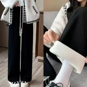 [하프클럽/]기모 와이드 팬츠 여자 겨울 밴딩 바지