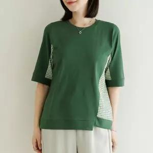 [데드라](88size)산토체크배색티셔츠 TBF3126
