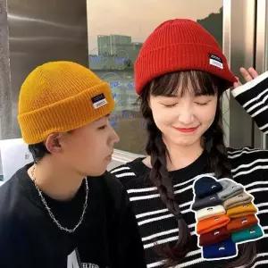 남여공용 비니 라벨패치 사계절 심플 무지 니트비니 (10774772B)