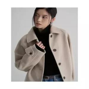 에잇세컨즈 칼라넥 레귤러 미디 코트 베이지 겨울 더블코트 356130WM1A 5920307