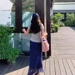 스커트 롱 여친 일자 얇은 프린트 슬림 도트 빅사이즈 DUCHI1