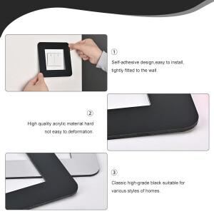 4개 블랙 라이트 스위치 서라운드 영국 자체 접착식 PP 플라스틱 핑거 플레이트 표준 86mm×86mm용 먼지지
