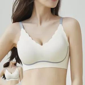 노라인브라탑 햄라인 배색 노와이어브래지어 심리스브라 노라인브라