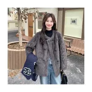 여자 추천 모피 코트 램스울 라이크 여중 롱 가을 겨울 슬림핏 캐주얼 SPO마켓1