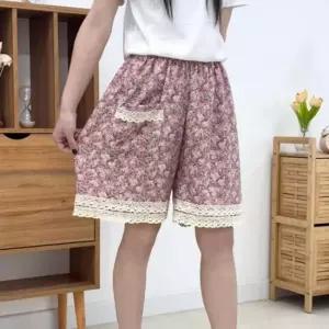 [라일리여성언더웨어] Rly 여성 여름 인견 플라워 5부 반바지 잠옷 레이스 49589683)