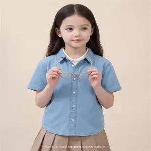 빈폴 키즈 Essential 데님 반소매 셔츠 스카이 블루 (BI6365UE2Q) 2Q