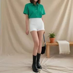 여성용 하이웨이스트 마이크로 코튼 쇼츠 반바지
