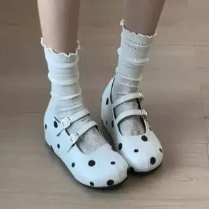 알마센 여성 스트랩힐 슈즈 도트 통굽 펌프스 키높이 프렌치 메리제인슈즈 ADOR1