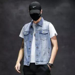 데님 남친 캐주얼 패딩조끼 조끼 카라넥 BE5