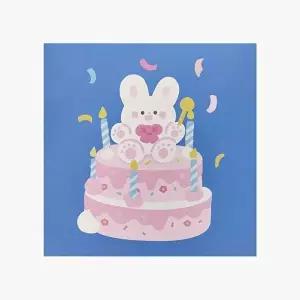고품질 팝업카드 케이크 생일축하 토끼 리본 예쁜카드 엽서 편지 WFO8UXF