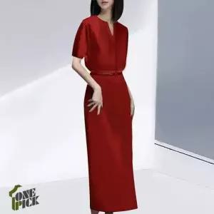 원피스 여자 반팔오피스룩 브이넥 봄가을 OP1