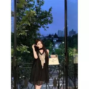 원피스 치마 여성 여름 스팽글 쉬폰 원턱 OP2