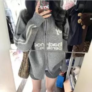 가디건 여성 겨울 오버핏 캐주얼 긴팔 투웨이 카라 집업