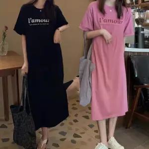 여성 밑단 트임 롱 기장 원피스