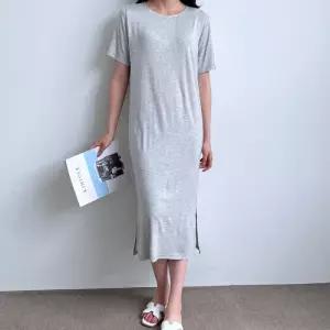 외출 홈웨어 치마 라운드넥 옆트임 편한 롱 원피스