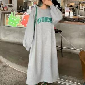 다용도 캐주얼 레터링 외출 홈웨어 기모 롱 원피스