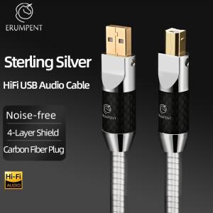 Hi-Fi 순수 실버 2.0 USB 오디오 케이블 유형-A-유형 B 자동차 사운드 카드용 AUX DAC 유형 C-B