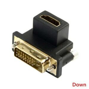 컴퓨터, HDTV에 사용되는 HDMI 호환 암 어댑터에 대한 90도 각도 DVI 남성. TV 산업용 기계 및 그래픽 카