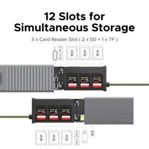 UGREEN USB-C 카드 리더 보관 케이스 메모리 고속 OTG 어댑터 (카메라용 12슬롯 SD TF 홀더 포함)