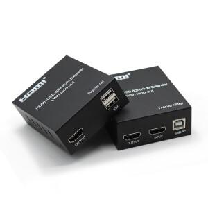 Rj45 Cat5e/6 케이블을 통한 1080P HDMI KVM 연장기, 60M USB 비디오 이더넷 PC TV용 마우스 키보드 제어