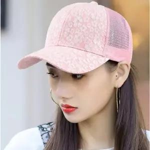 꽃 플라워 패턴 메쉬 망사 여자 볼 캡 야구 모자 코디