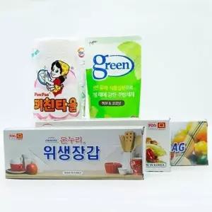 ( )일회용 크린백 위생장갑 지퍼백 세재 키친타올 세트