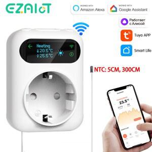 자동온도조절기 WIFI 소켓 온도 조절기 콘센트 원격 220V 디지털 난방 타이머 ALEXA GOOGLE 스위치 쿨링