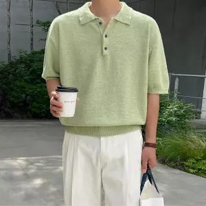 님성 데일리 니트 터틀넥 폴라 빈티지 티셔츠 반팔 여름 루즈핏 캐주얼 뒤집기 다올2