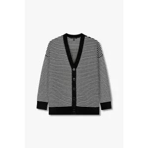 ARMANI EXCHANGE AX 여성 스트라이프 브이넥 니트 가디건- 블랙(A424332502)