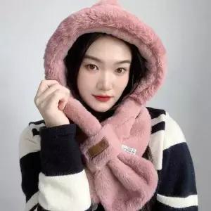 소프트퍼 머플러 후드 핑크 후드숄머플러 후드머플러
