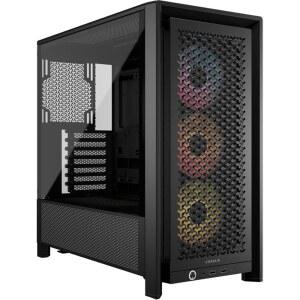 CORSAIR 4000D RS ARGB 프레임 모듈형 미드 타워 ATX PC 케이스, 고풍량, 3배 사전 설치 팬, 인피니레일 장착 시스템, ASUS BTF, MSI Zero, 기가바이트 스텔스, 블랙