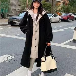 [하프클럽/]빅사이즈 여성 롱 점퍼 루즈핏 여성 후드 드롱 점퍼 뽀글이