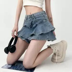 [라일리여성의류] Rly 여성 데님 스커트 여름 하이웨스트 A라인 짧은