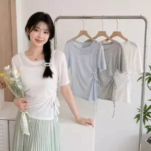 [라일리여성의류] Rly 시원한 린넨 셔링 반팔 티셔츠 나시 세트