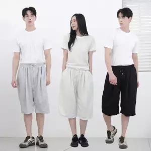 [라일리여성의류] Rly 남녀공용 버뮤다 7부바지 와이드 핀턱 트레이닝