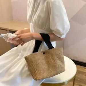 [라일리] Rly 여름 여성 라탄 토트 백 핸드백 여성 밀짚 토트