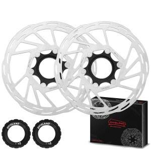 DYISLAND 자전거 센터락 디스크 브레이크 로터 로터, 160mm 180mm, MTB, E-자전거 BMX MTB 산악 로드 바이크용 잠금 링 2개(180mm)의 스테인리스 스틸