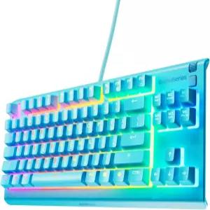 스틸시리즈 에이펙스 3 TKL 아쿠아 RGB 게이밍 키보드 - 텐키리스 컴팩트 폼 팩터 8존 조명 방수 및 방진