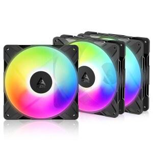 ARCTIC P14 Pro 리버스 A-RGB u2013 3팩 140mm 프리미엄 팬, 공기 흐름, PWM 팬(Y 케이블 스플리터 포함), 400-2650 RPM, 0 RPM 5% PWM, 5V 디지털 RGB, 유체역학 베어링, 4핀 - 블랙