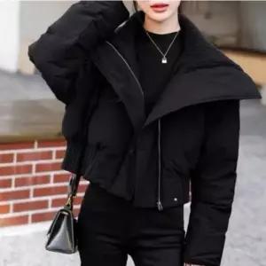 겨울 여성 오버핏 빅 카라 크롭 숏 점퍼 패딩 자켓