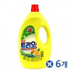 WL 설거지세제 주방 비누 2kg 트리오 레몬향x6개 알뜰 세정제 업소용