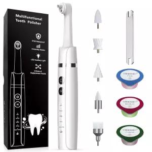 치아 연마기 일상 청소용 연마 키트 미백 전문 치약 포함 LED 조명이 있는 USB 충전식 치과용 헤드 6개